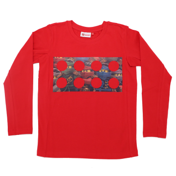 Bluză roșie cu imprimeu figurine