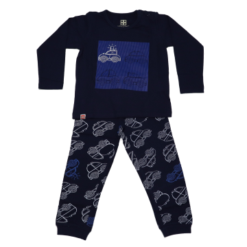 Pijama bleumarin cu mașinuțe