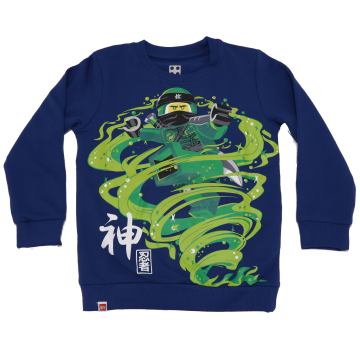 Bluză grosuță albastră cu imprimeu mare Ninjago