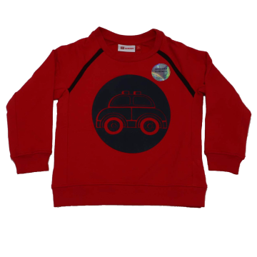 Bluză grosuță roșie cu imprimeu mașinuță Sander 702