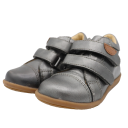 Pantofiori din piele gri metalic/ gri cu sclipici