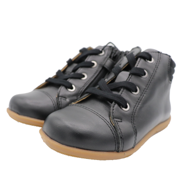 Ghete negre din piele cu șiret și fermoar