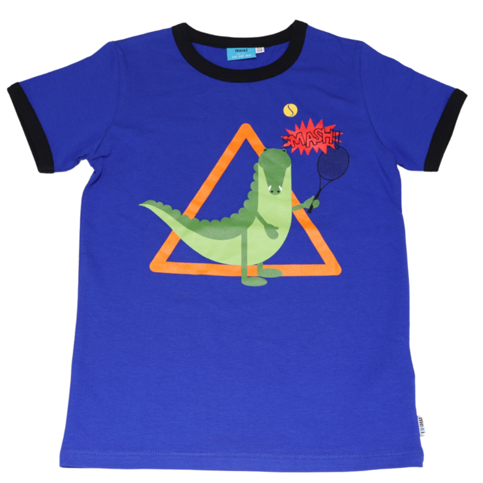 Tricou albastru cu imprimeu aligator