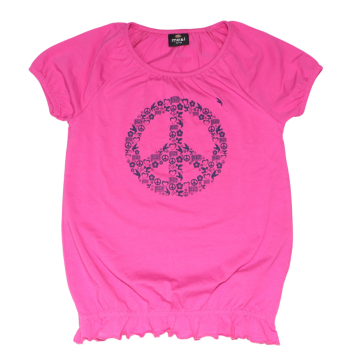 Tricou roz bufant cu imprimeu