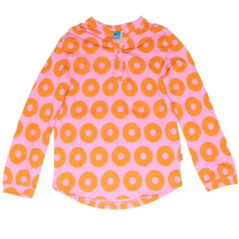 Bluziță roz cu imprimeu ananas din modal și bumbac
