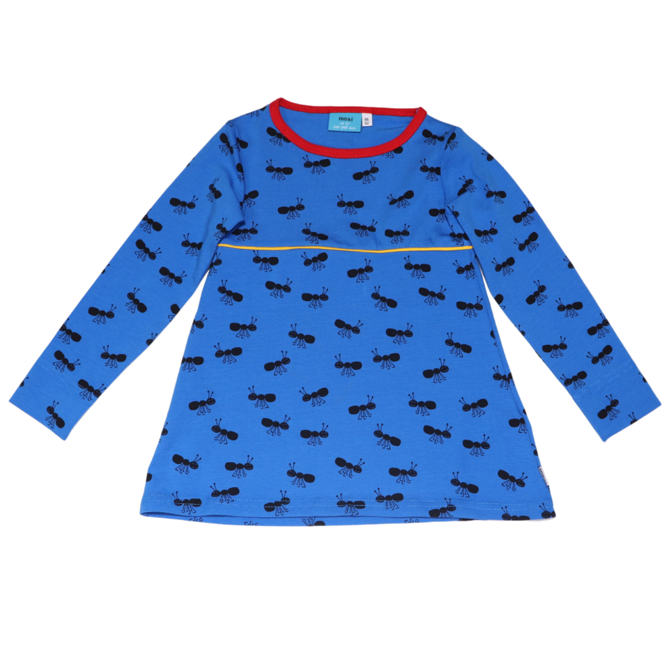 Tunică lungă albastră cu imprimeu furnici