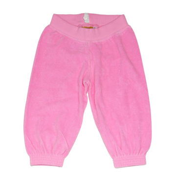 Pantaloni 3/4 roz din bumbac terry