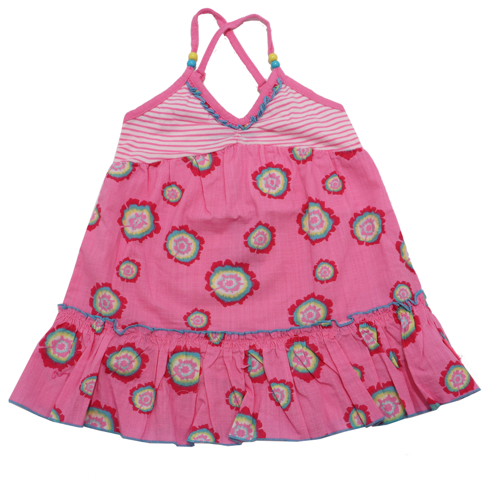 Rochiță roz cu dungi și floricele Mexx 74cm