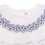 Rochiță albă cu volănașe și flori albastre