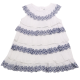 Rochiță albă cu volănașe și flori albastre