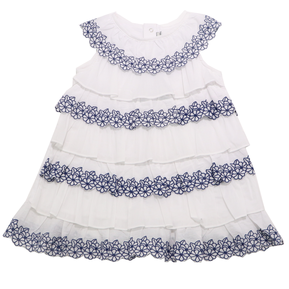 Rochiță albă cu volănașe și flori albastre Mayoral 12-18 luni(86cm)