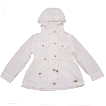 Jachetă albă cu glugă detașabilă