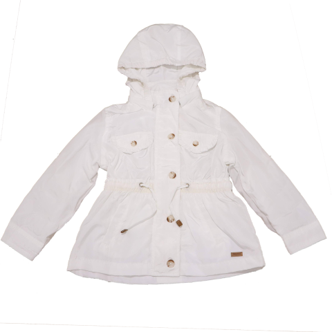Jachetă albă cu glugă detașabilă