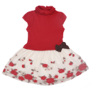 Rochie roșie cu fundiță și detalii din broderie