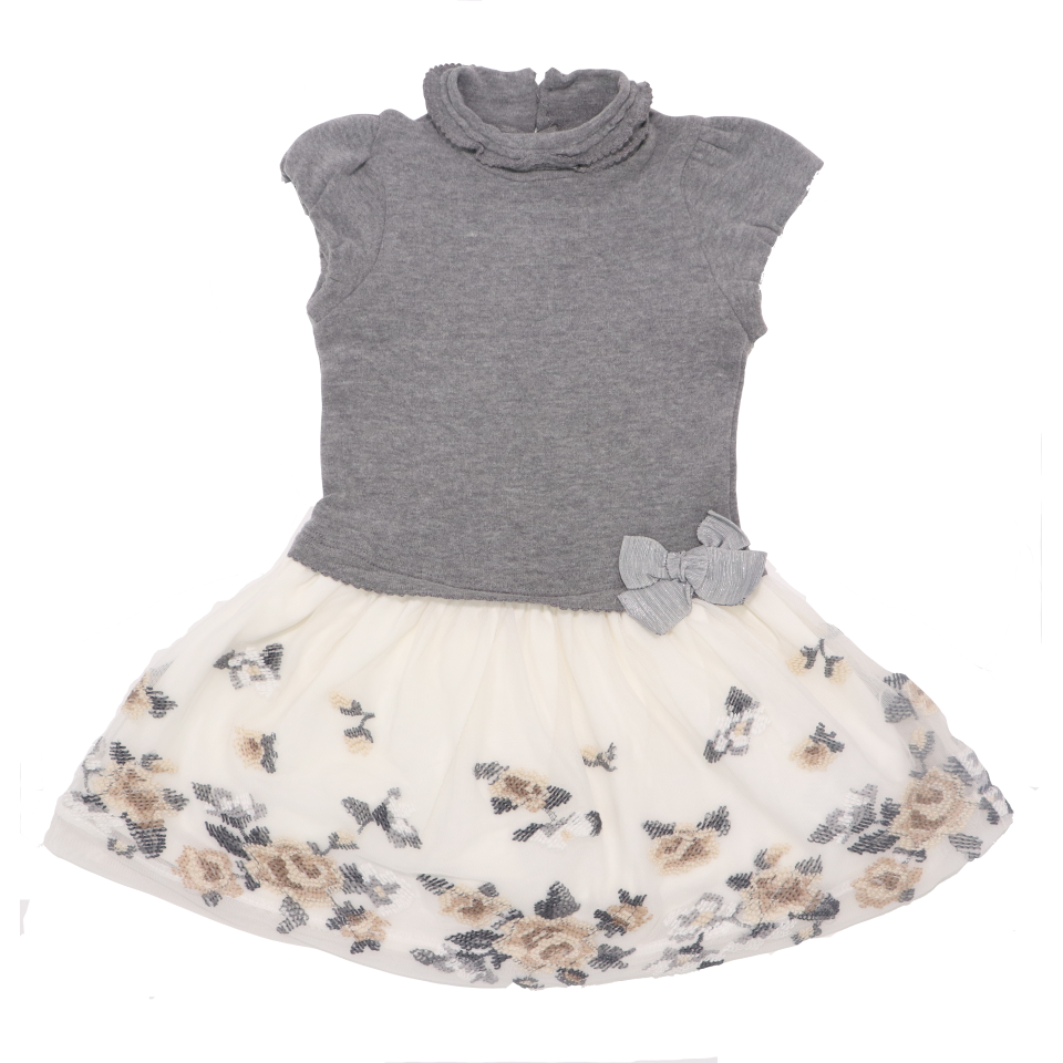Rochie gri cu tul alb și broderie Mayoral 4-5 ani (110 cm)
