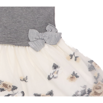 Rochie gri cu tul alb și broderie Mayoral 4-5 ani (110 cm)