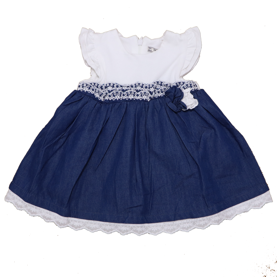 Rochiță delicată alb și bleumarin