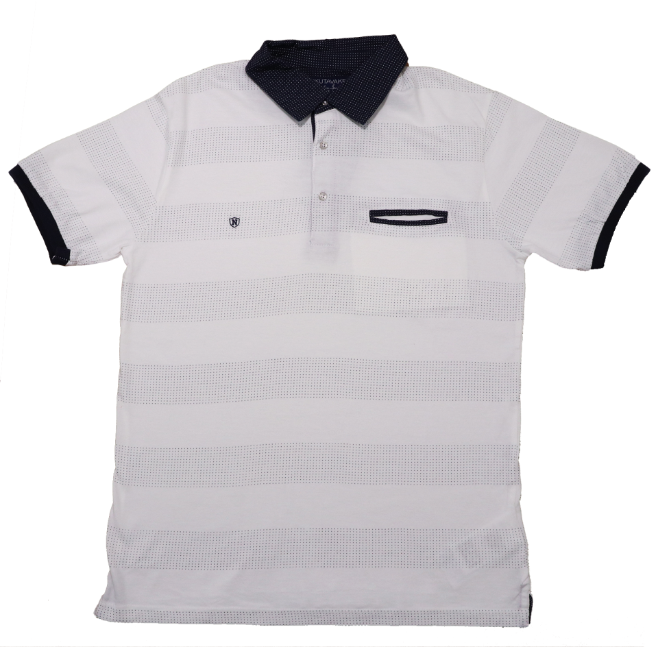 Tricou polo alb cu puncte