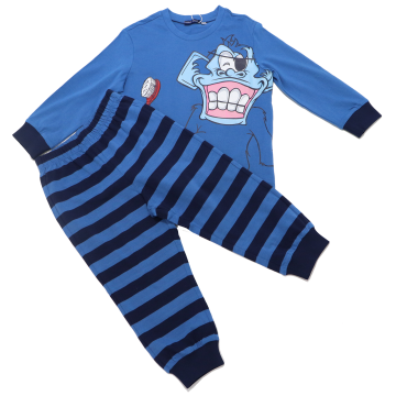 Pijamale albastre cu imprimeu