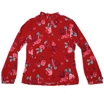 Cămașă roșie cu imprimeu trandafiri