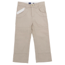 Pantaloni bej din in cu talie ajustabilă