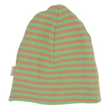 Beanie verde/ camel din bumbac și modal