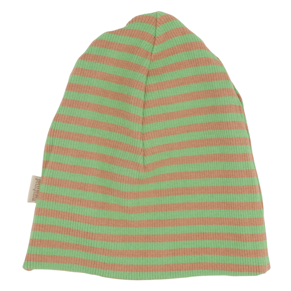 Beanie verde/ camel din bumbac și modal