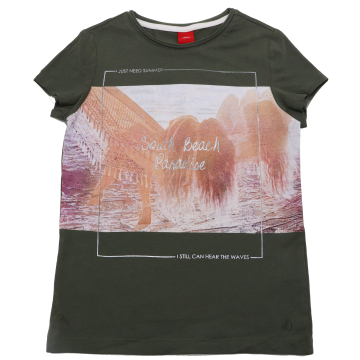 Tricou kaki cu imprimeu de vară s.Oliver 7-8 ani (128cm)
