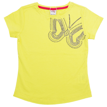 Tricou galben cu aplicații metalice