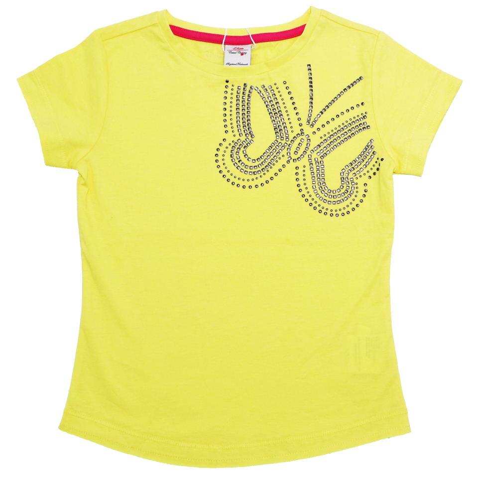 Tricou galben cu aplicații metalice
