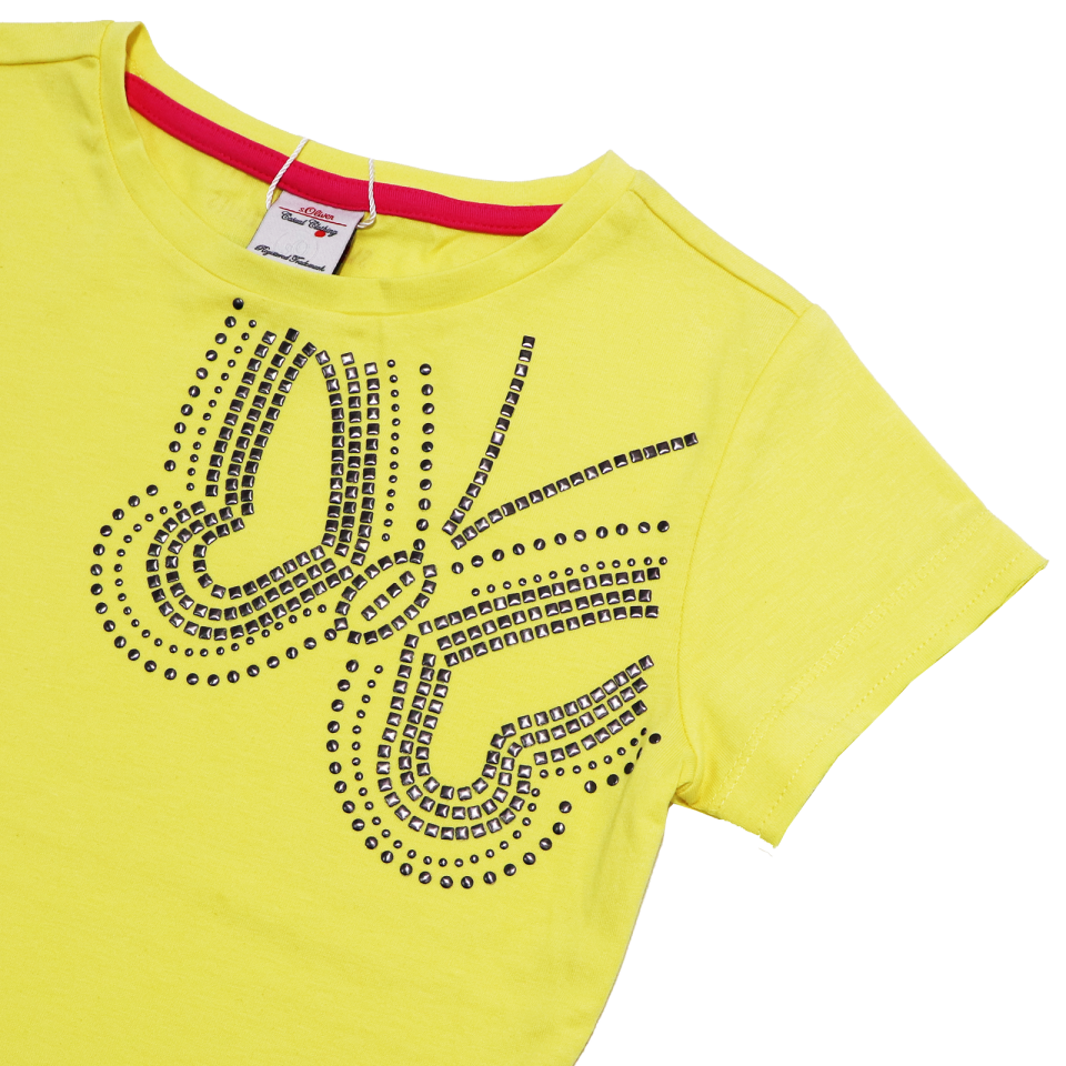 Tricou galben cu aplicații metalice