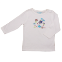 Bluză albă cu imprimeu călătorie