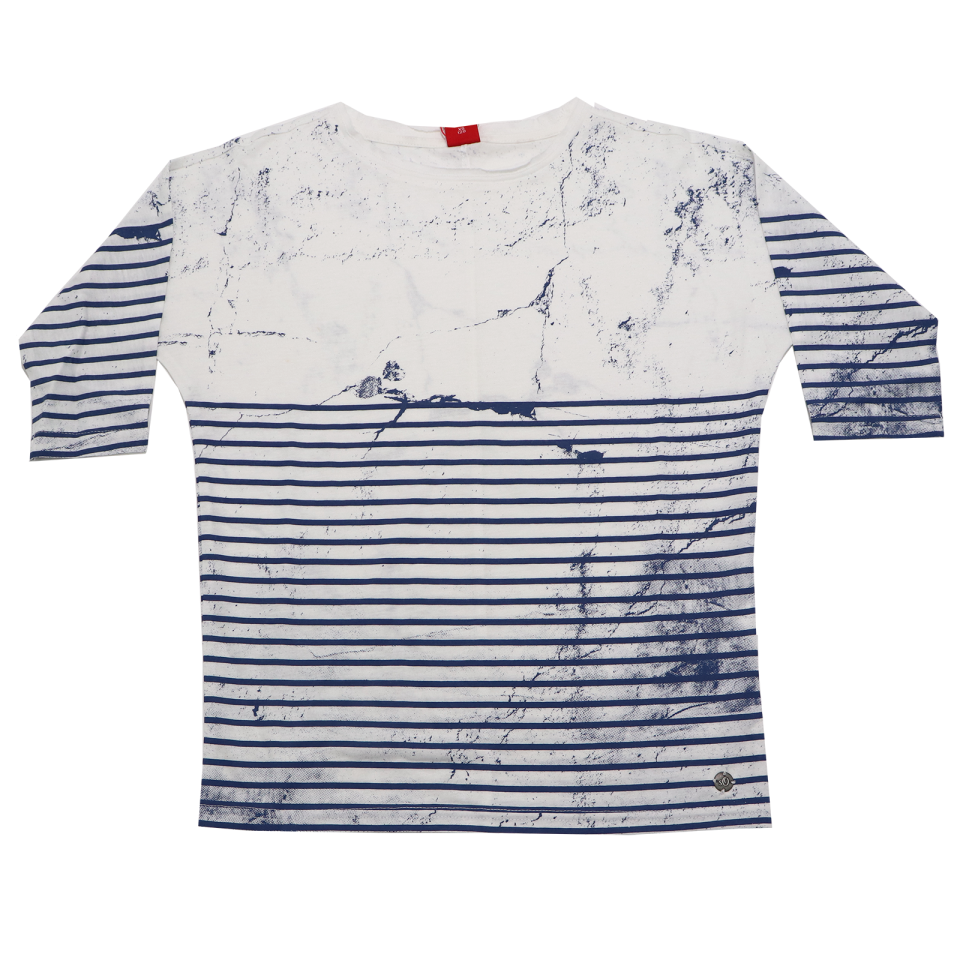 Bluză albă cu dungi albastre s.Oliver 7-8 ani (128cm)