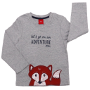 Bluză gri cu mânecă lungă și imprimeu vulpe