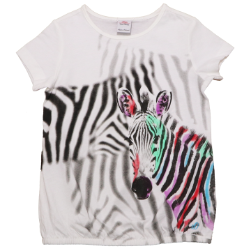 Tricou alb cu imprimeu zebră