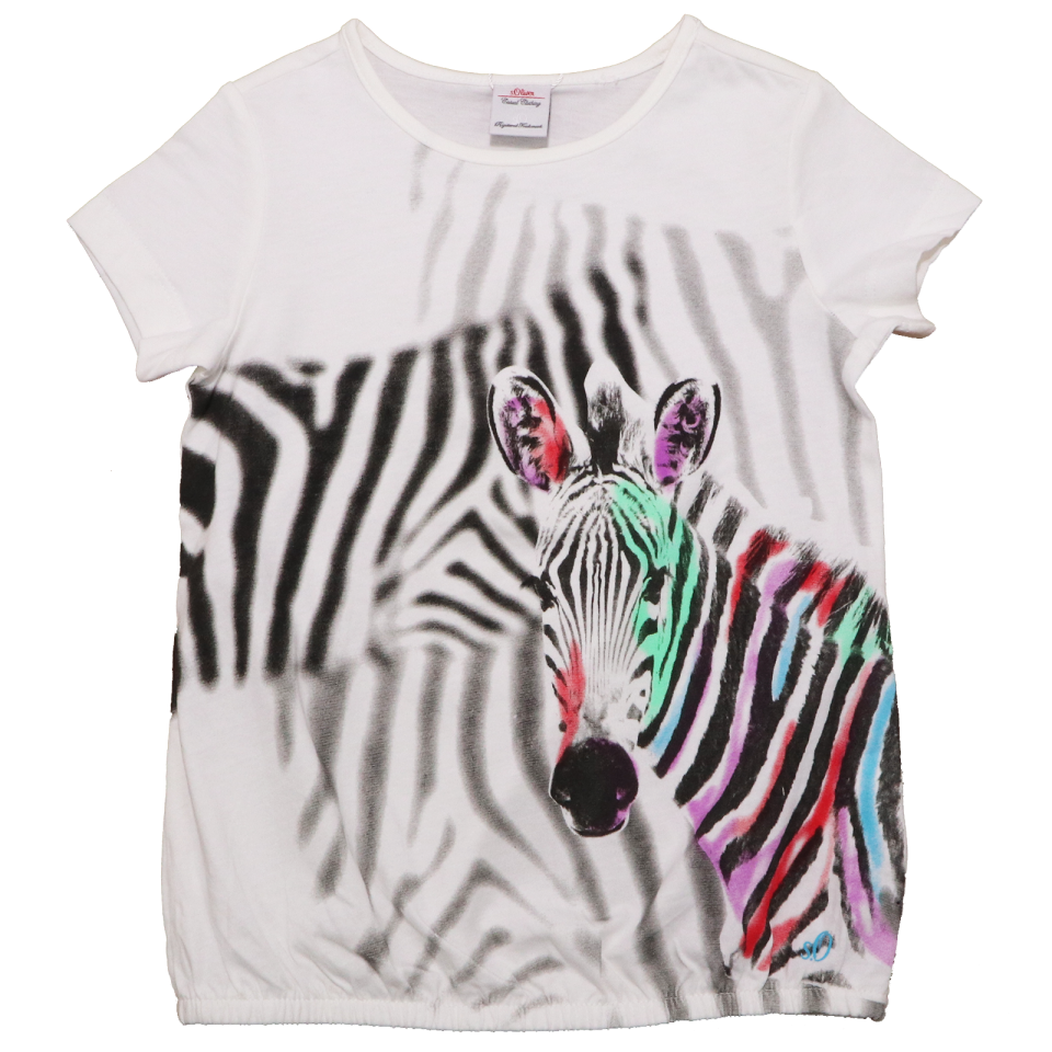 Tricou alb cu imprimeu zebră