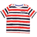 Tricou alb cu imprimeu în dungi