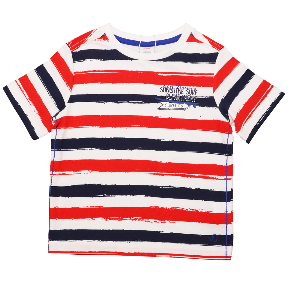 Tricou alb cu imprimeu în dungi