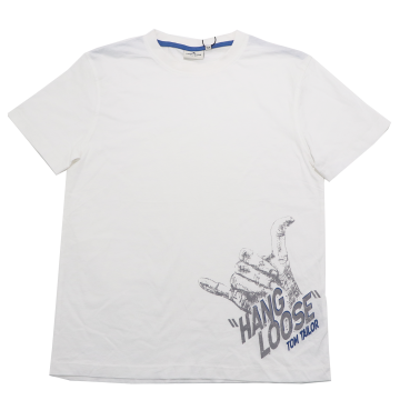 Tricou alb cu imprimeu Hang Loose Tom Tailor 13-14 ani (164cm)