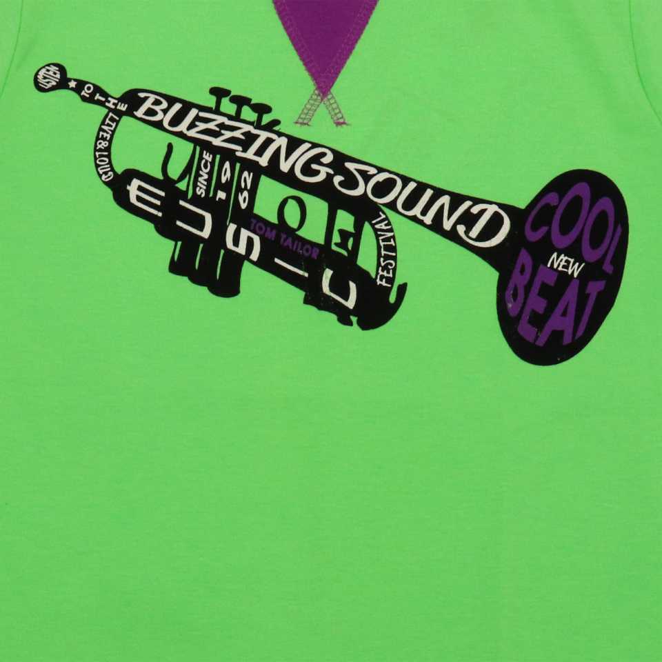 Tricou verde și mov cu imprimeu trompetă Tom Tailor 8-9 ani (134cm)