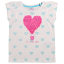 Tricou alb cu paiete și imprimeu balon în formă de inimă