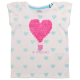 Tricou alb cu paiete și imprimeu balon în formă de inimă