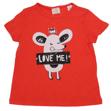 Tricou roșu cu imprimeu șoricel  Zara 3-4 ani (104 cm)