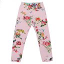 Colanți roz pal cu imprimeu animale și plante