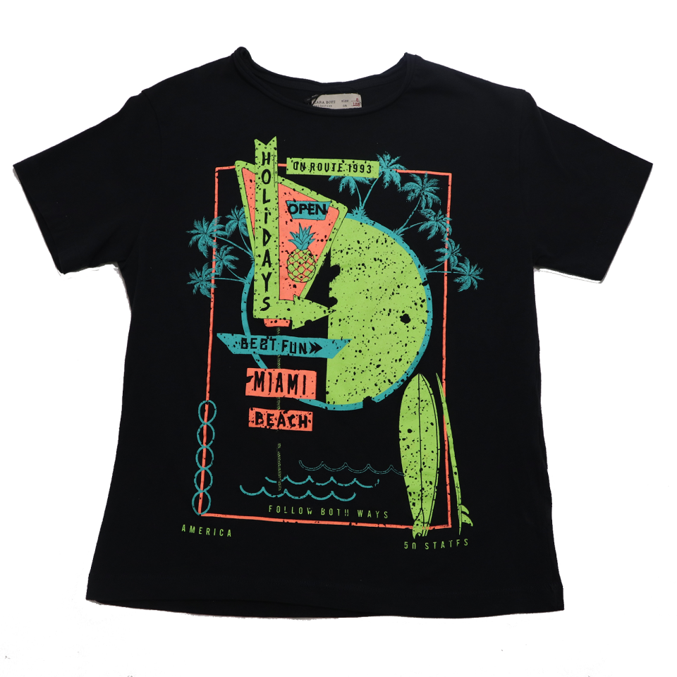 Tricou negru Holidays Zara 8 ani (128cm)