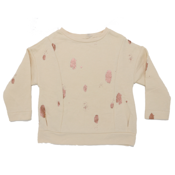 Bluză bej cu imprimeu auriu