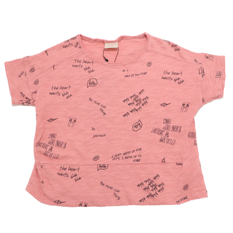 Tricou roz cu imprimeu text Zara 7 ani (122cm)