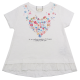 Tricou alb cu imprimeu inimă din flori