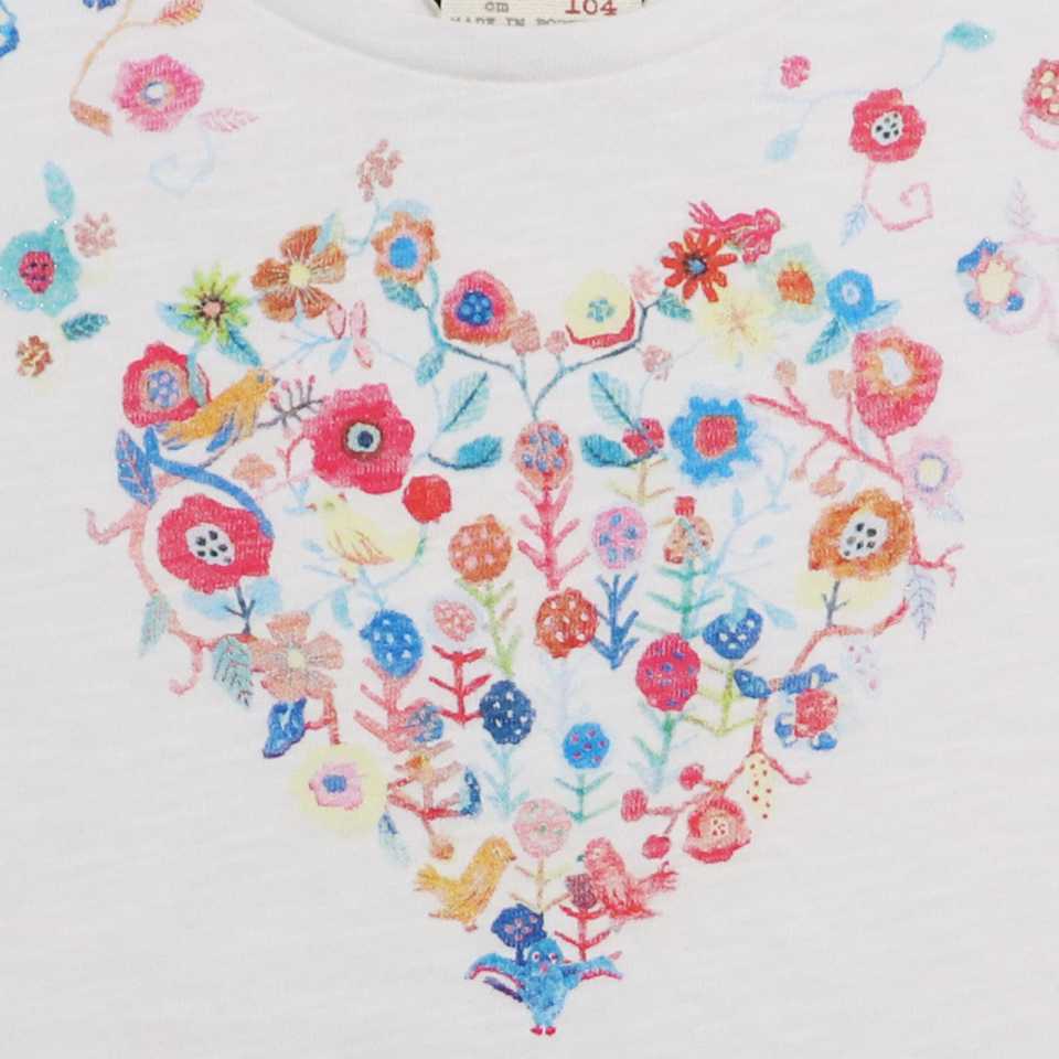 Tricou alb cu imprimeu inimă din flori Zara 4 ani (104 cm)