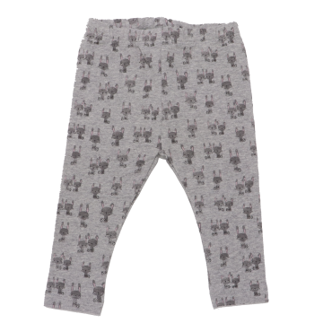 Colanți gri cu iepurași din bumbac organic